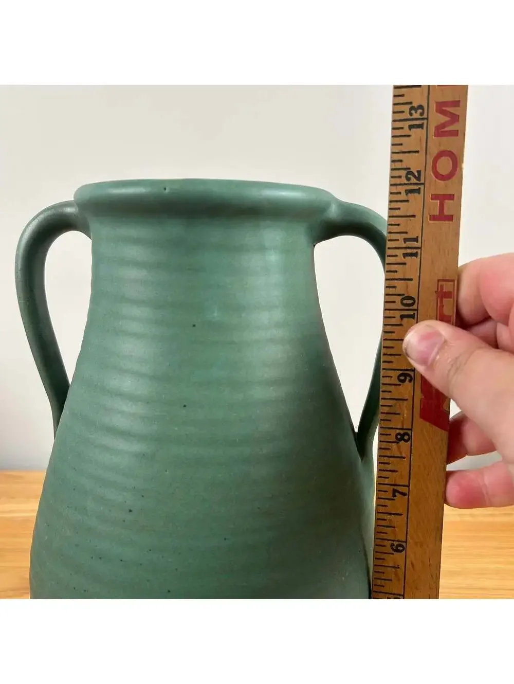 Zanesville Pottery 1920s Arts & Crafts Matte Green Ribbed #521 Vase 12